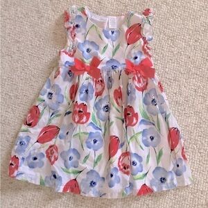 EUC First Impressions cotton dress 24 months Blue Coral floral Button Down